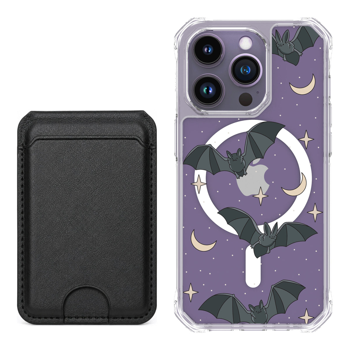 Scooch MagCase Batty Skies for iPhone 14 Pro — Black MagWallet Bundle