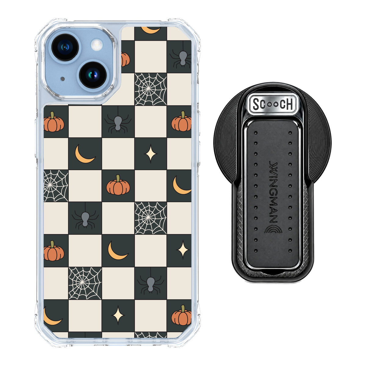 Scooch MagCase Spooky Squares for iPhone 14 — MagSafe Wingback Bundle - Black