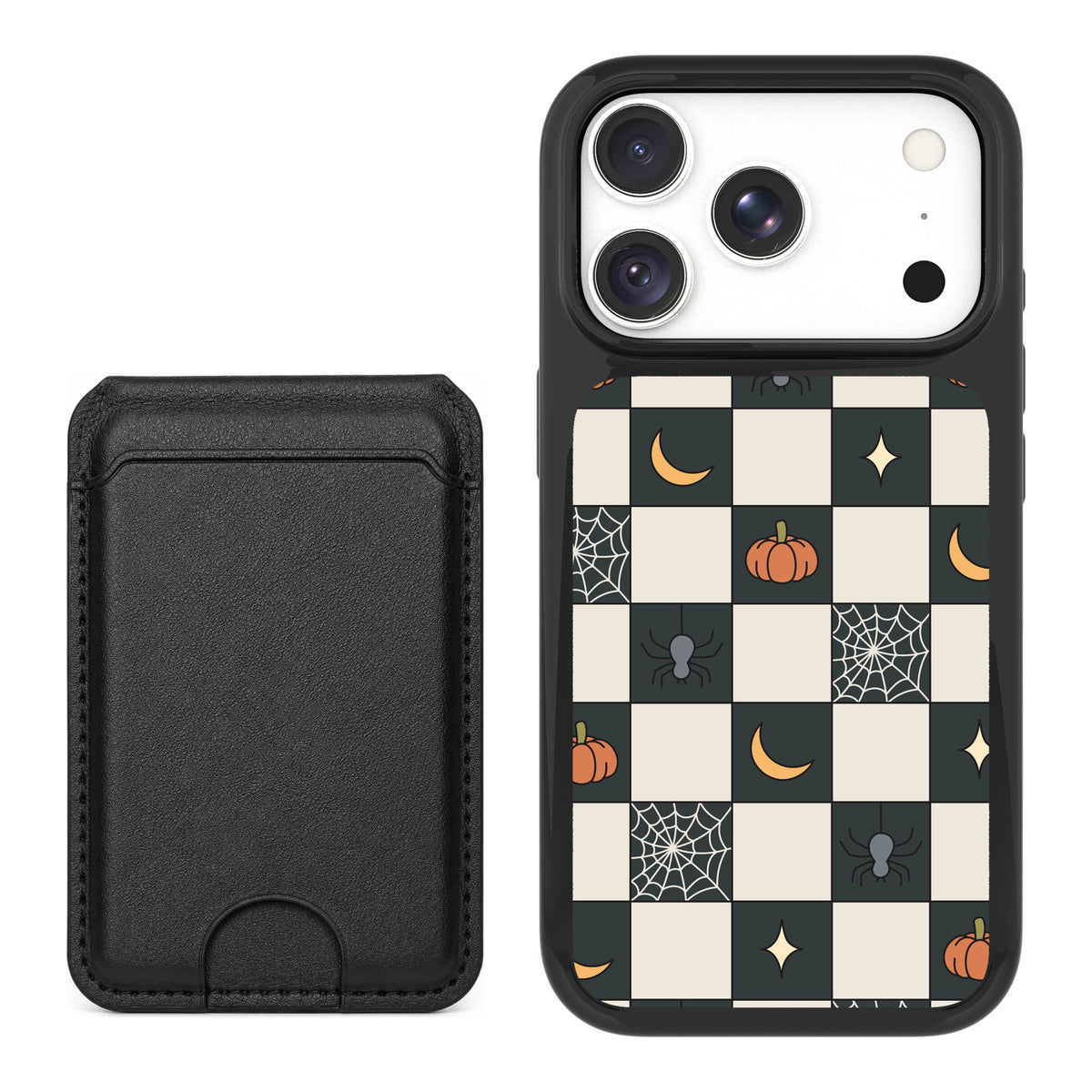 Scooch MagCase Spooky Squares for iPhone 18 Pro Max — Black MagWallet Bundle