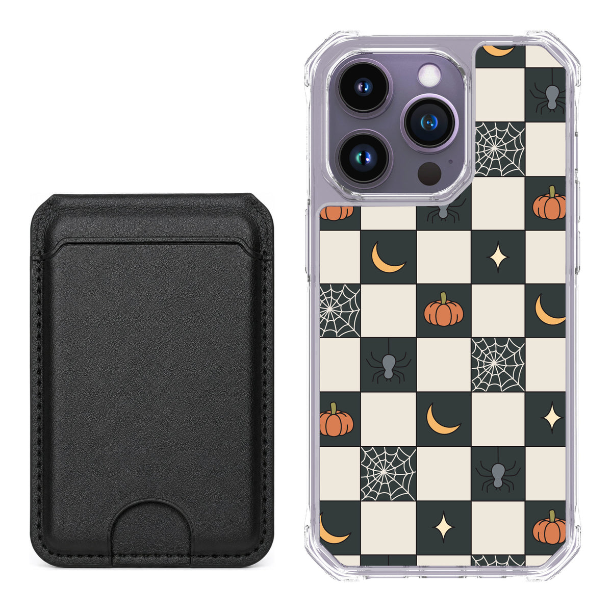 Scooch MagCase Spooky Squares for iPhone 14 Pro — Black MagWallet Bundle