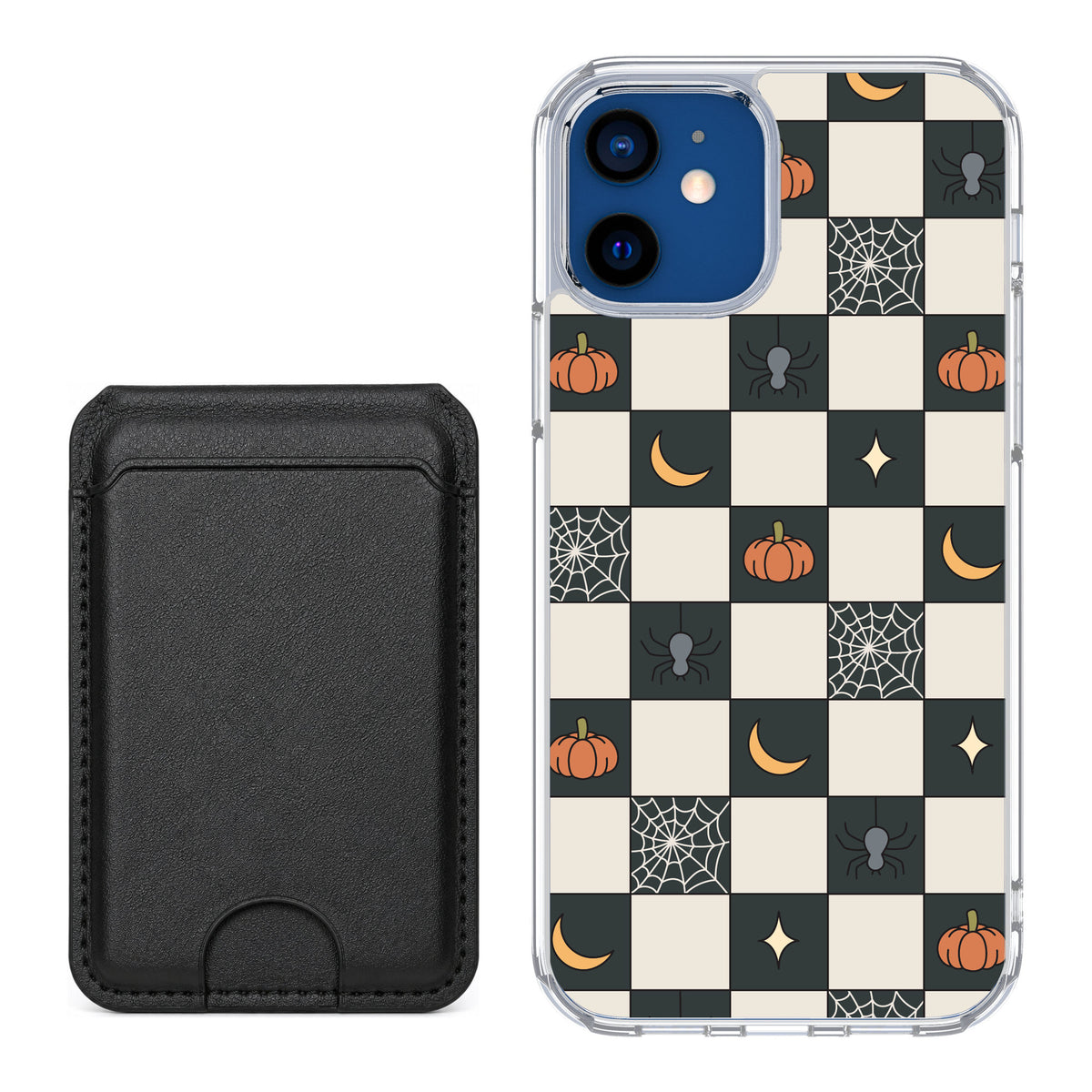Scooch MagCase Spooky Squares for iPhone 12 — Black MagWallet Bundle