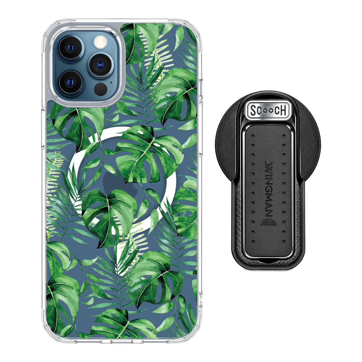 Scooch MagCase Monstera for iPhone 12 Pro — MagSafe Wingback Bundle - Black