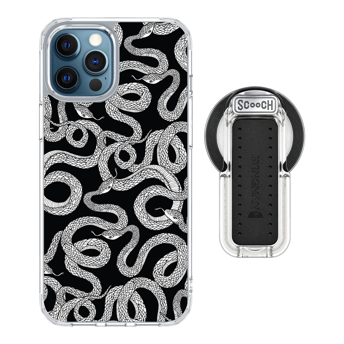 Scooch MagCase Snakes for iPhone 12 Pro — MagSafe Wingback Bundle - Clear