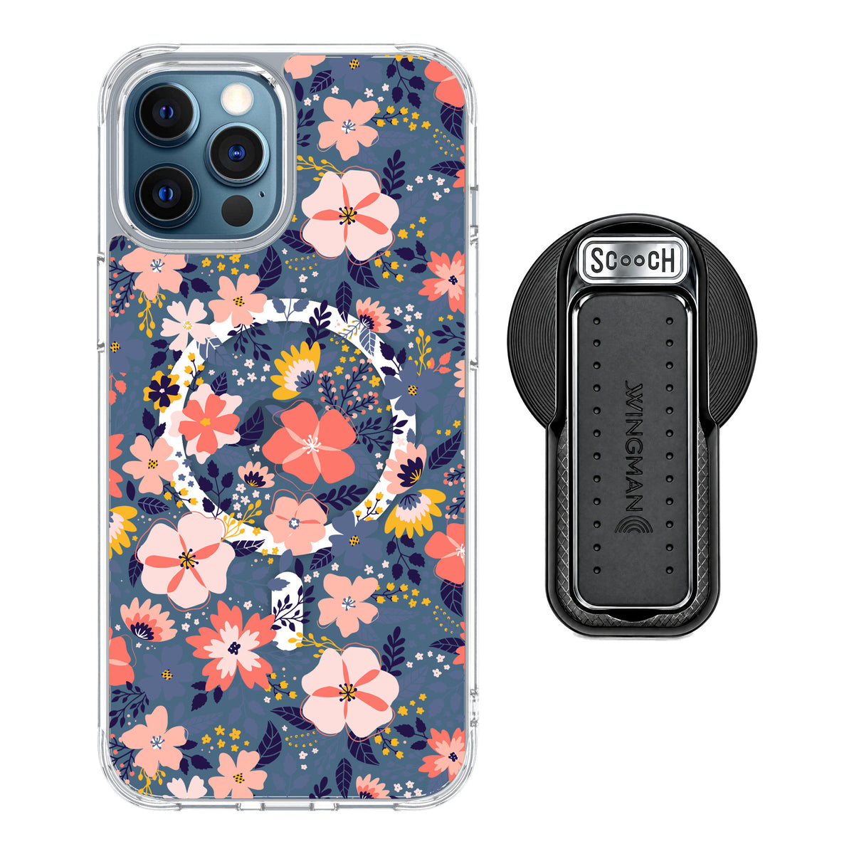 Scooch MagCase Wildflowers for iPhone 12 Pro Max — MagSafe Wingback Bundle - Black