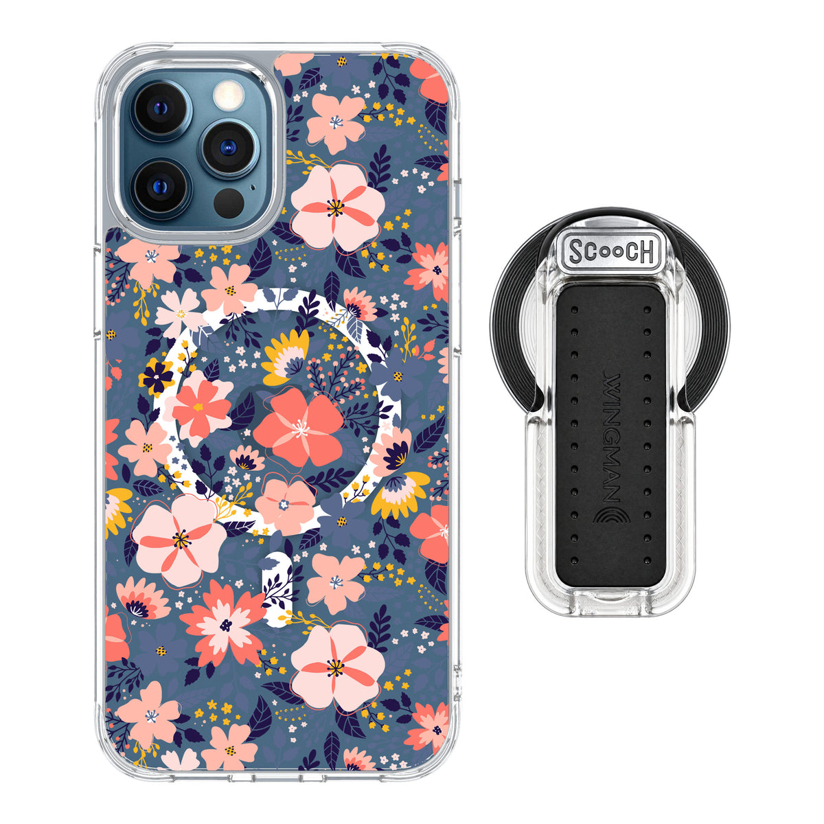 Scooch MagCase Wildflowers for iPhone 12 Pro Max — MagSafe Wingback Bundle - Clear