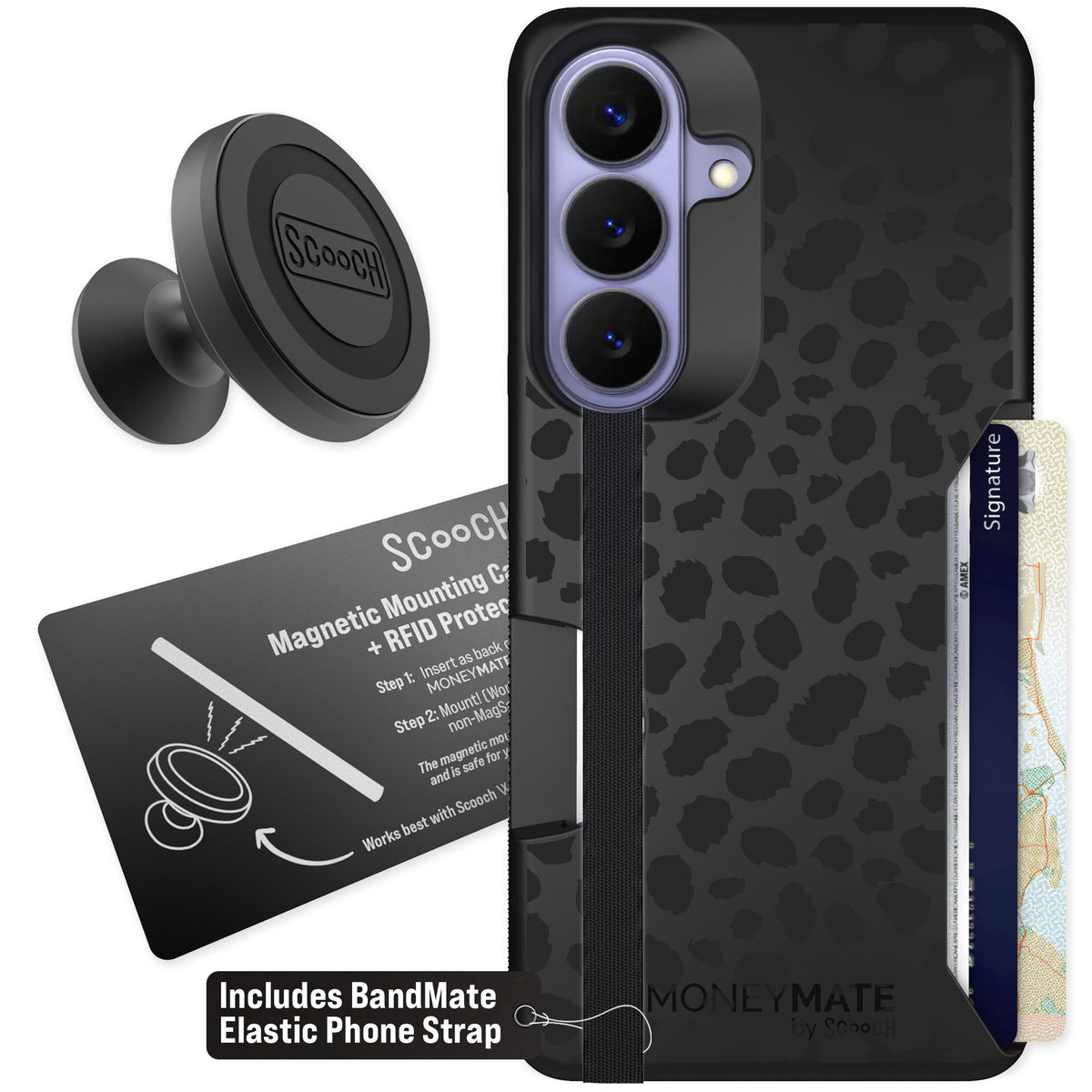 Scooch Moneymate Black Leopard for Galaxy S26 — Starter Bundle