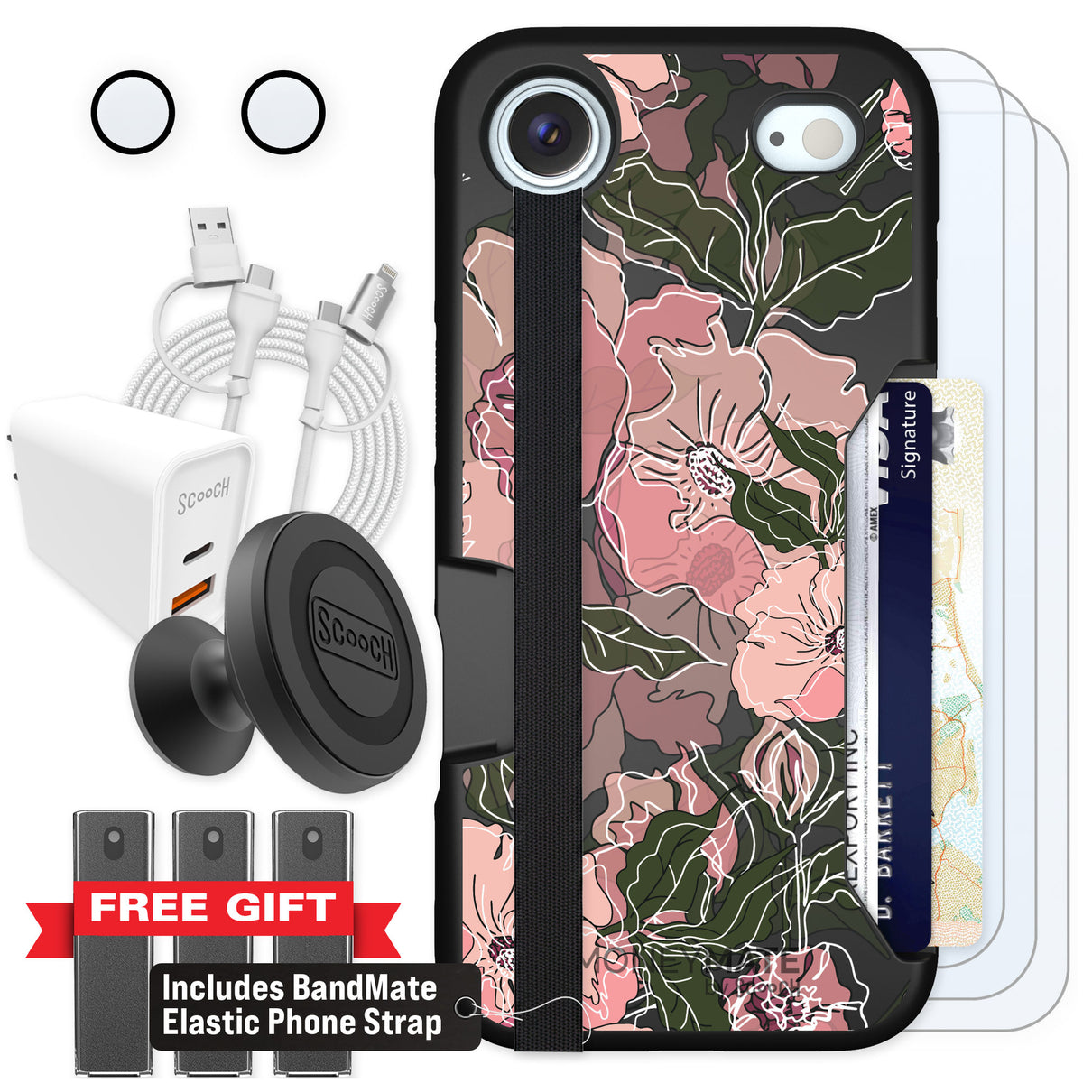 Scooch Moneymate Blush Botanical for iPhone Air — Ultimate Bundle
