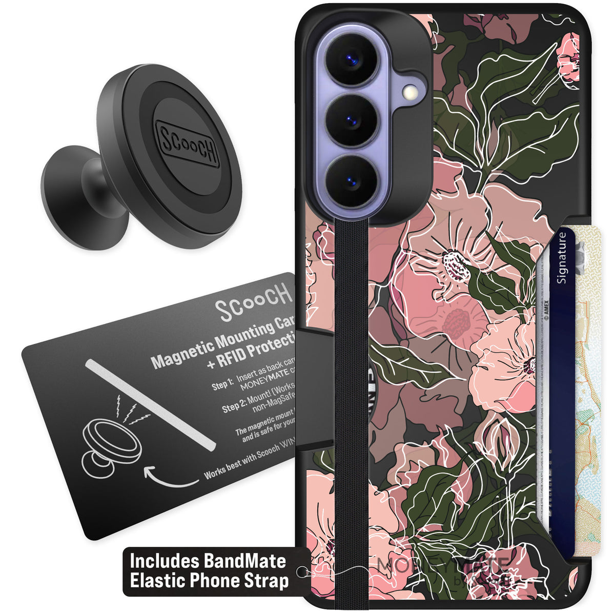 Scooch Moneymate Blush Botanical for Galaxy S26+ — Starter Bundle