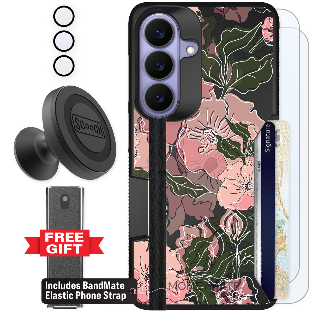 Scooch Moneymate Blush Botanical for Galaxy S26 — Defender Bundle