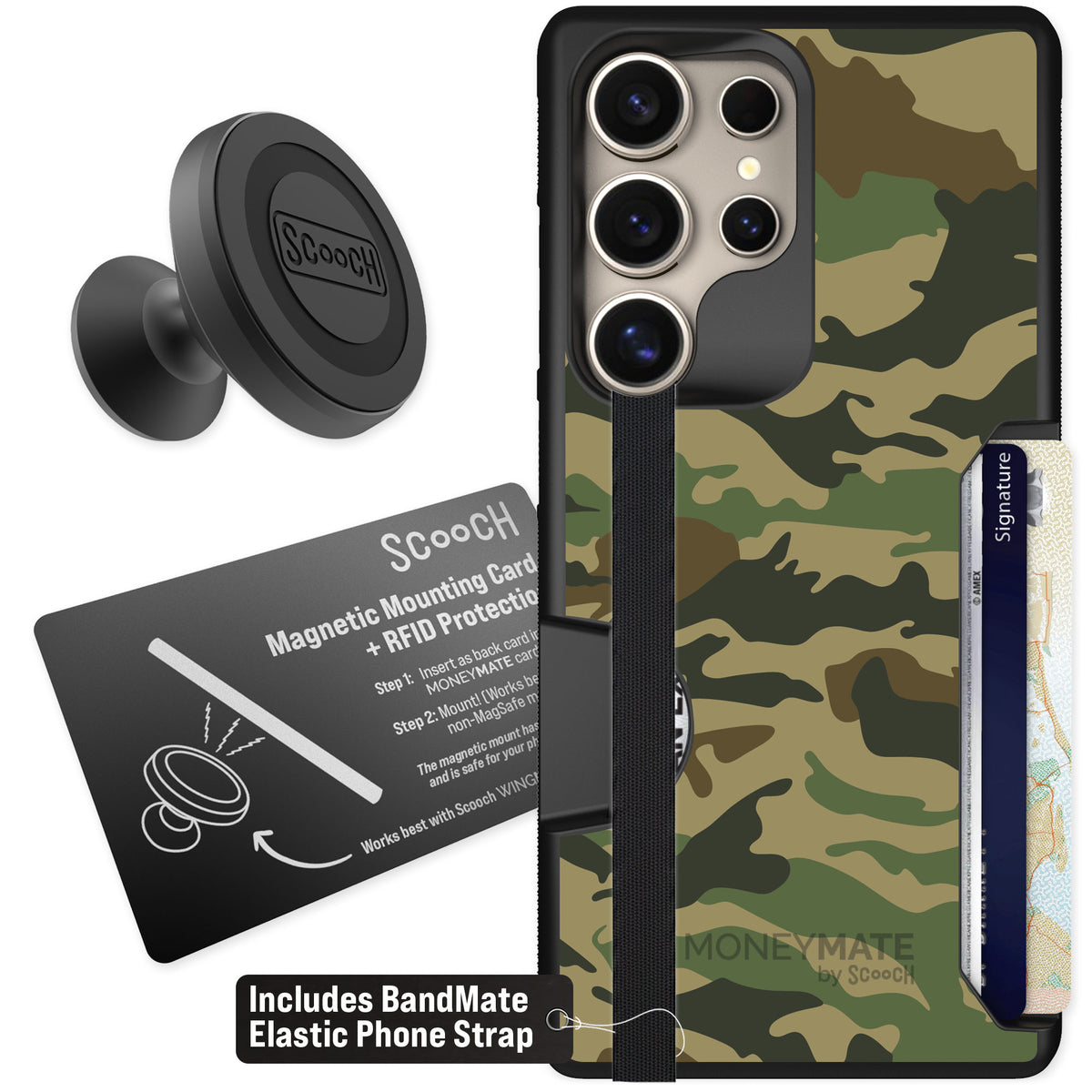 Scooch Moneymate Classic Camo for Galaxy S25 Ultra — Starter Bundle
