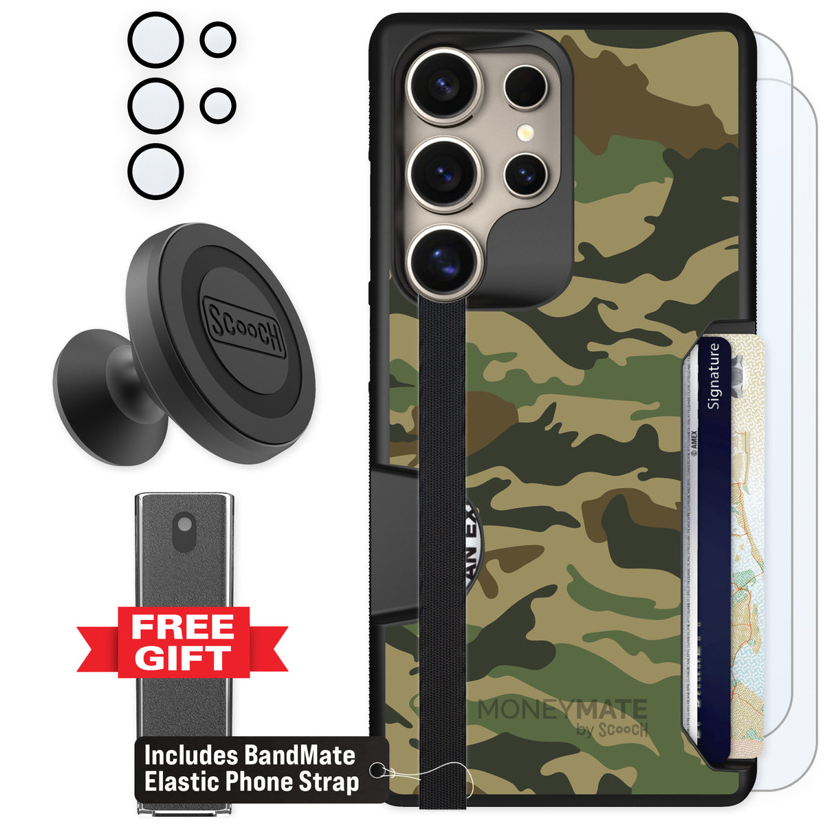Scooch Moneymate Classic Camo for Galaxy S25 Ultra — Defender Bundle