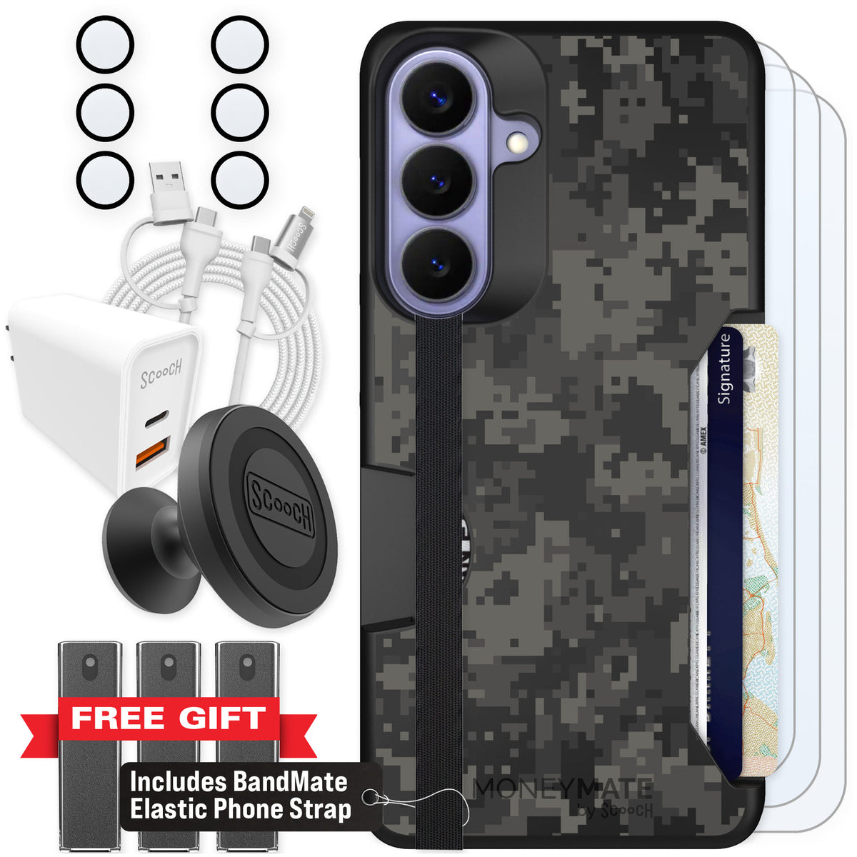 Scooch Moneymate Digi Camo for Galaxy S26+ — Ultimate Bundle