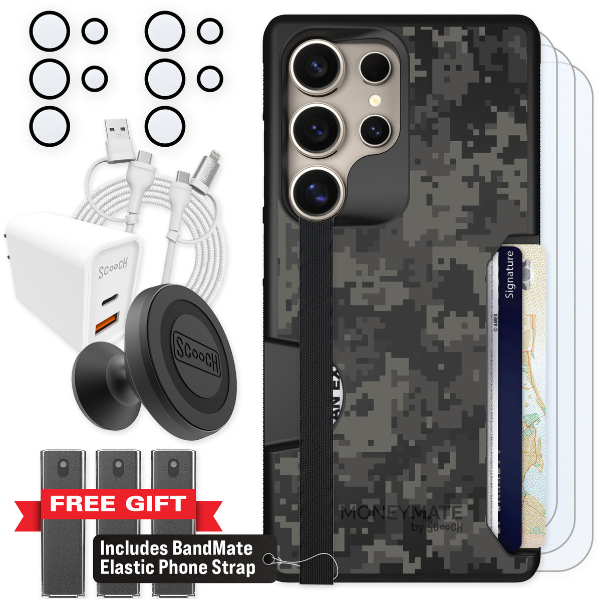 Scooch Moneymate Digi Camo for Galaxy S25 Ultra — Ultimate Bundle