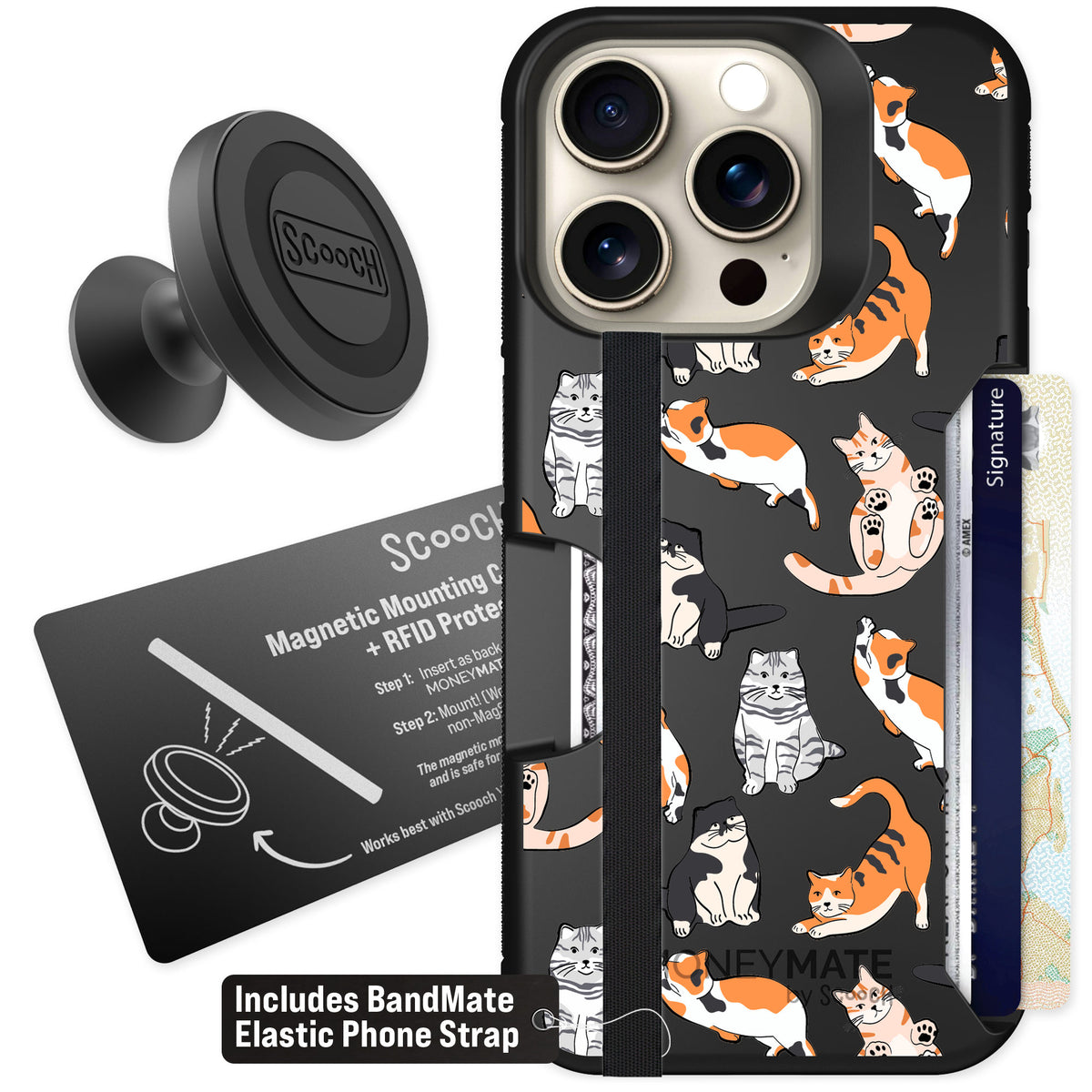 Scooch Moneymate Kitty Crew for iPhone 15 Pro — Starter Bundle