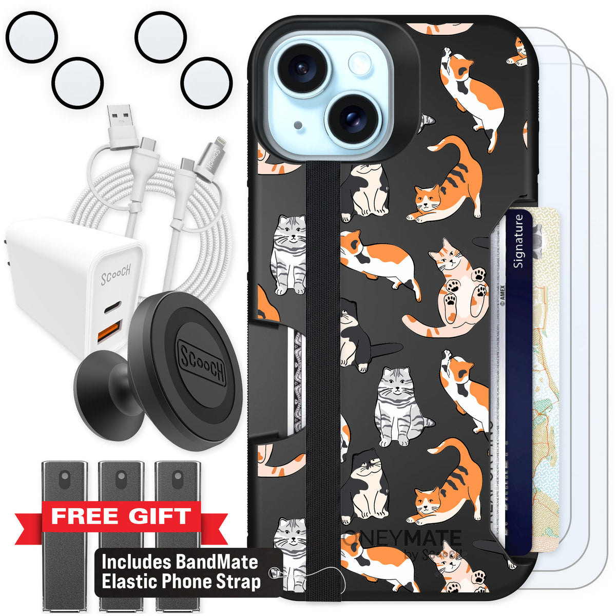 Scooch Moneymate Kitty Crew for iPhone 15 — Ultimate Bundle