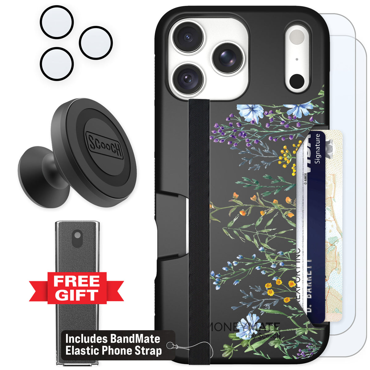 Scooch Moneymate Meadow Bloom for iPhone 18 Pro Max — Defender Bundle