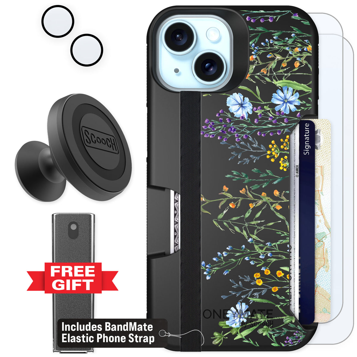 Scooch Moneymate Meadow Bloom for iPhone 15 — Defender Bundle