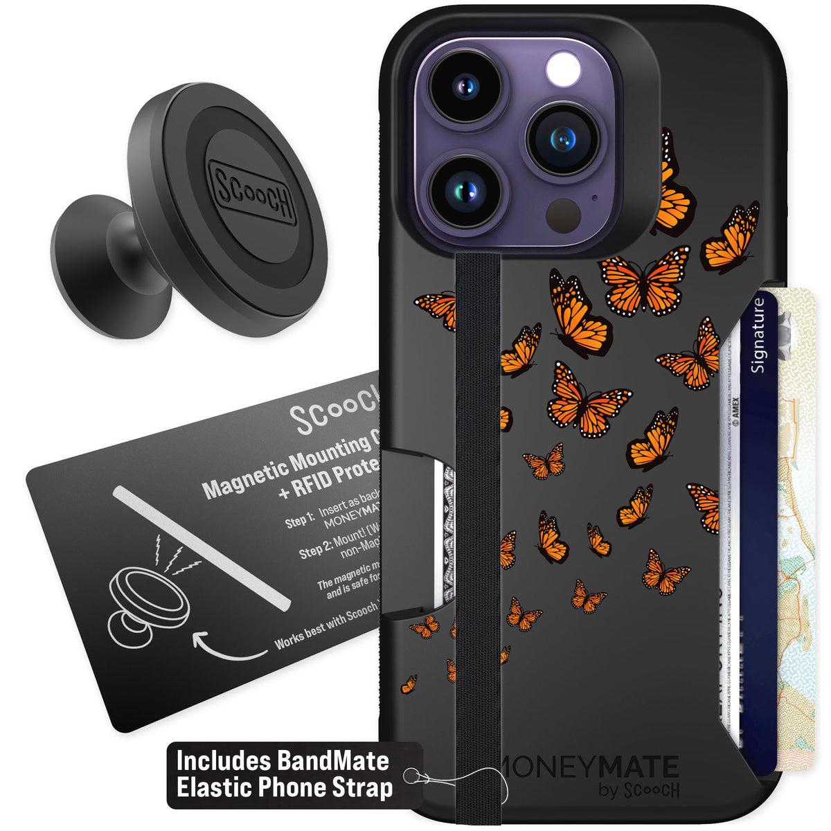 Scooch Moneymate Monarch Flight for iPhone 14 Pro — Starter Bundle