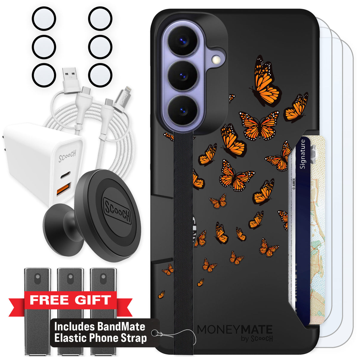 Scooch Moneymate Monarch Flight for Galaxy S26+ — Ultimate Bundle