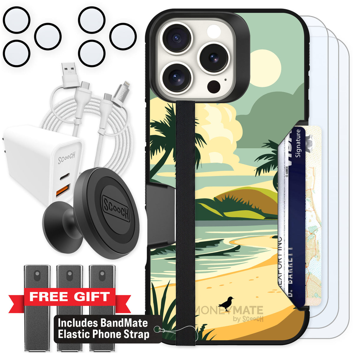 Scooch Moneymate Paradise Cove for iPhone 16 Pro Max — Ultimate Bundle