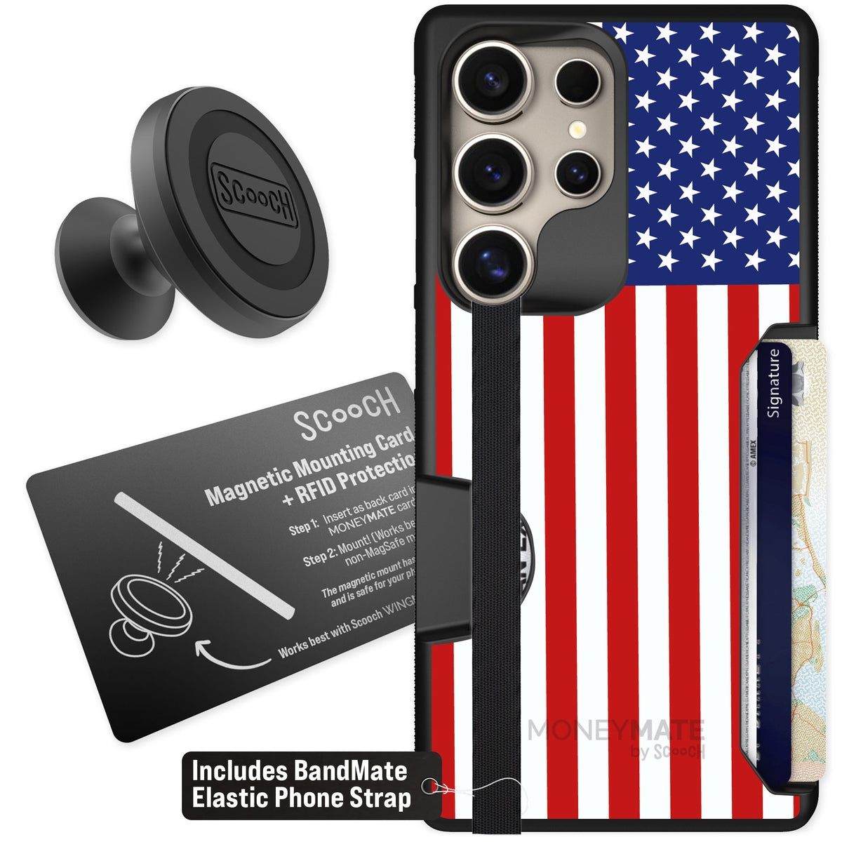 Scooch Moneymate Stars and Stripes for Galaxy S25 Ultra — Starter Bundle