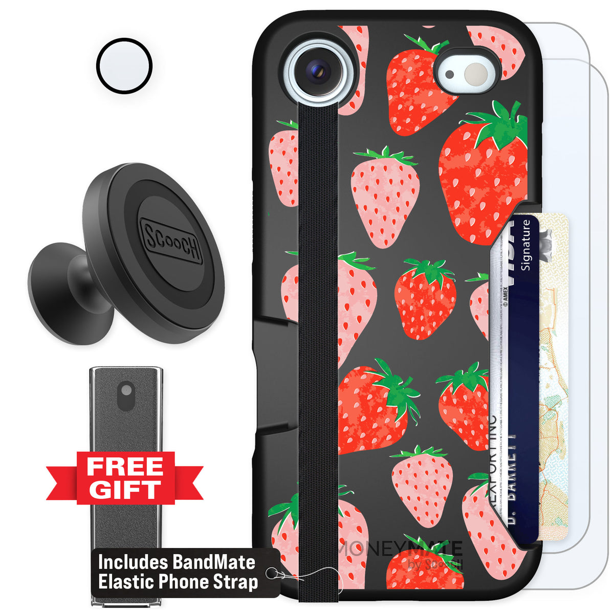 Scooch Moneymate Strawberry Fields for iPhone Air — Defender Bundle