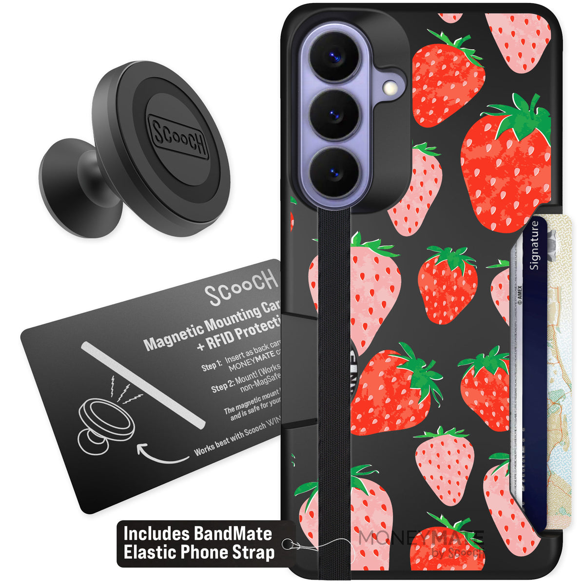 Scooch Moneymate Strawberry Fields for Galaxy S26+ — Starter Bundle