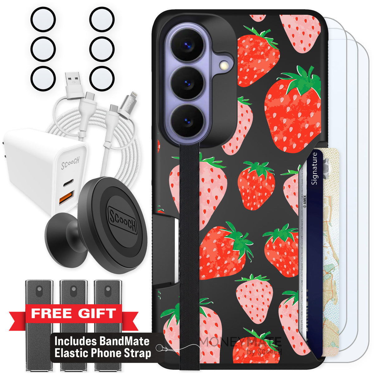 Scooch Moneymate Strawberry Fields for Galaxy S26 — Ultimate Bundle