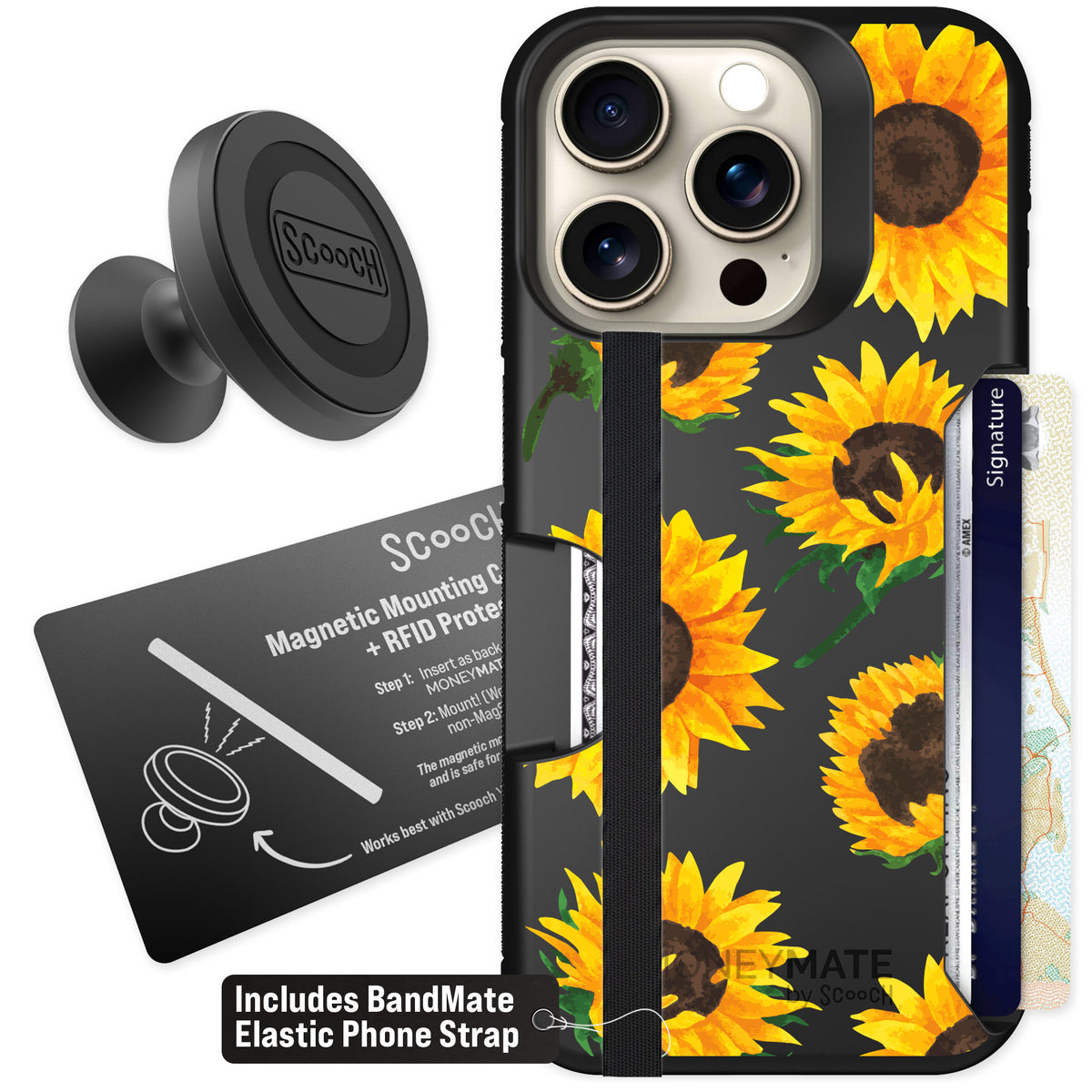 Scooch Moneymate Sunflower Frenzy for iPhone 15 Pro — Starter Bundle