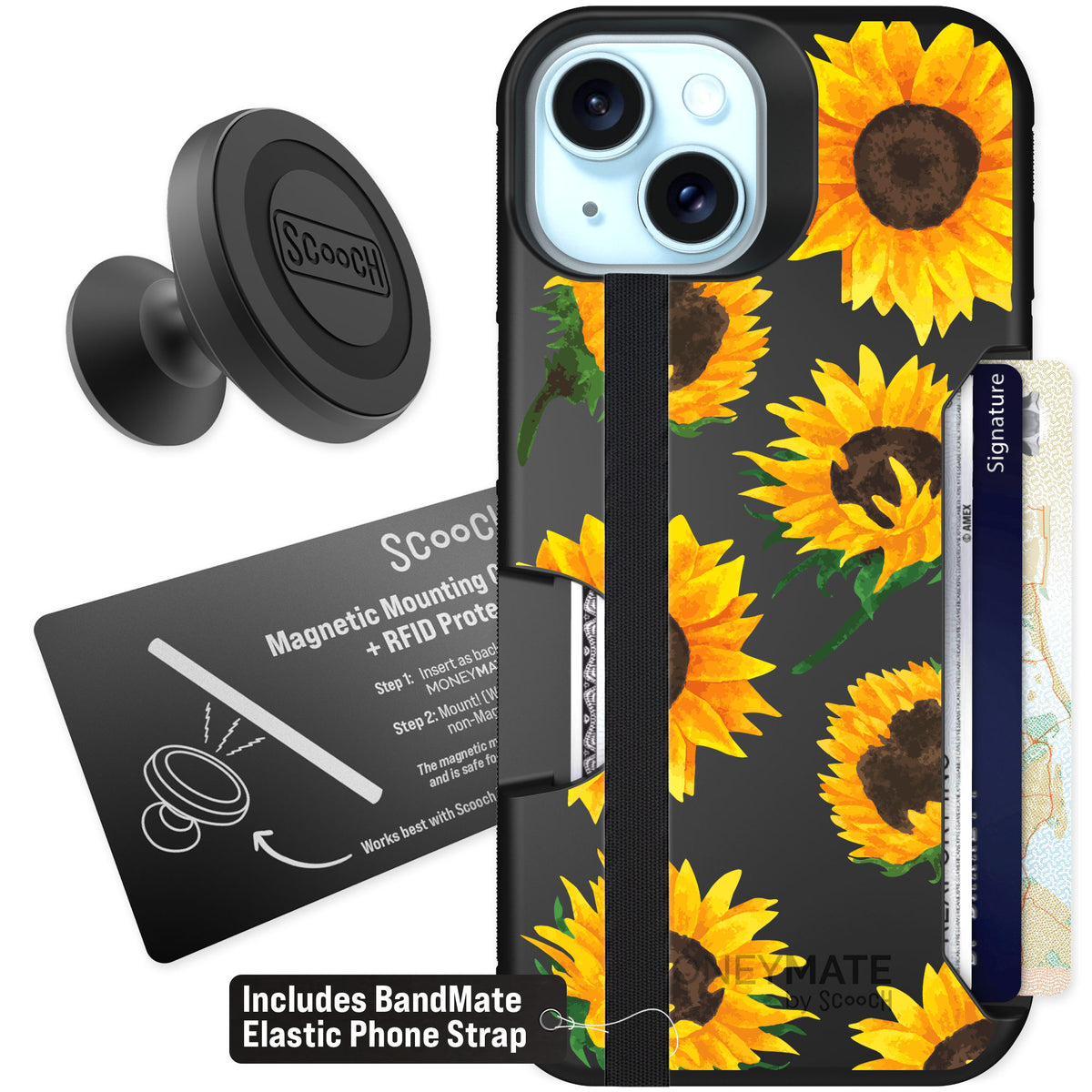 Scooch Moneymate Sunflower Frenzy for iPhone 15 — Starter Bundle