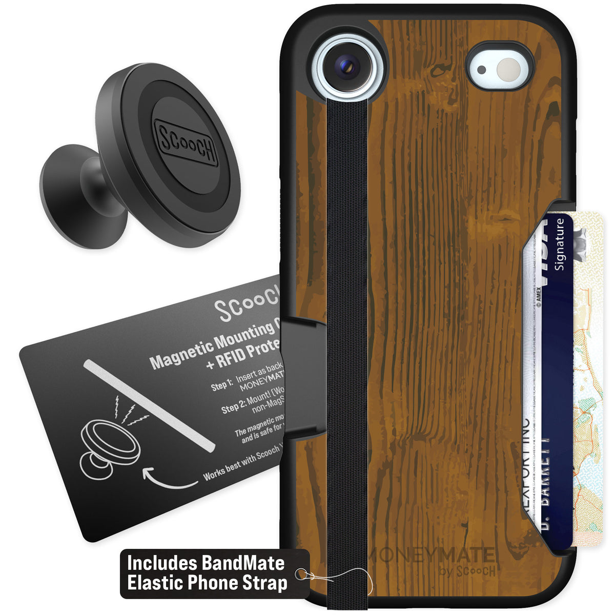 Scooch Moneymate Wood Grain for iPhone Air — Starter Bundle