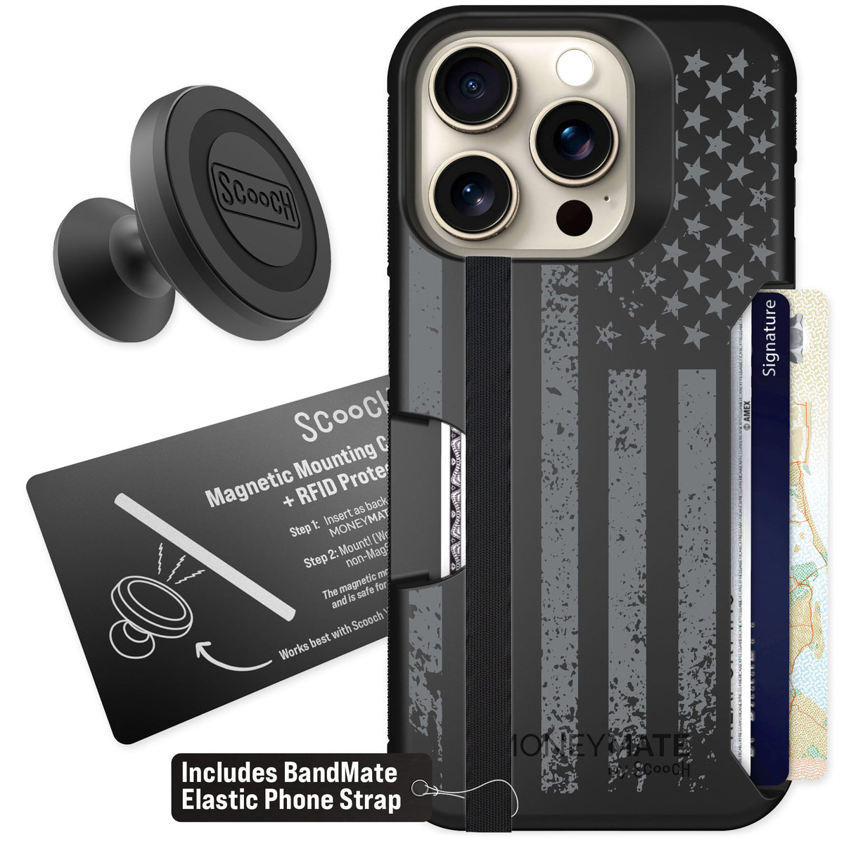 Scooch Moneymate Weathered Glory for iPhone 15 Pro — Starter Bundle