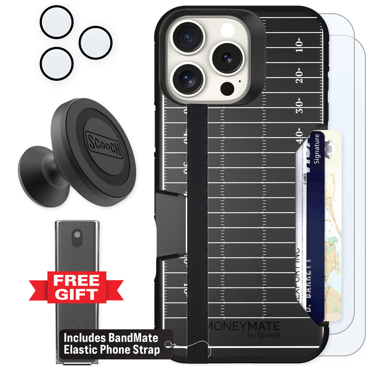 Scooch Moneymate Yard Lines for iPhone 16 Pro Max β Defender Bundle