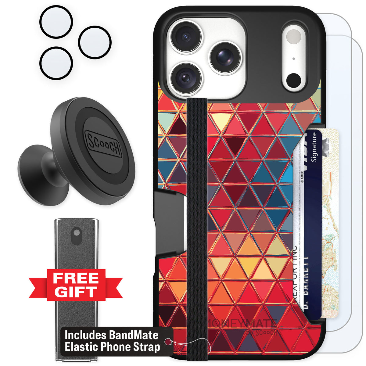 Scooch Moneymate Festive Glass for iPhone 18 Pro Max β Defender Bundle
