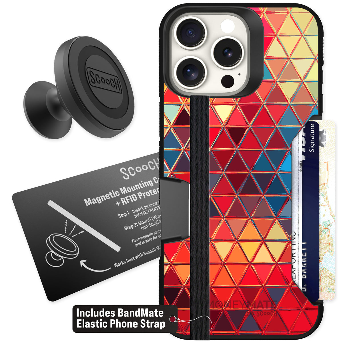 Scooch Moneymate Festive Glass for iPhone 16 Pro Max β Starter Bundle