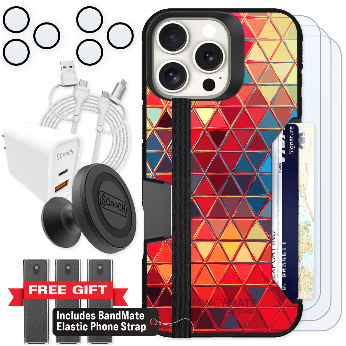 Scooch Moneymate Festive Glass for iPhone 16 Pro Max β Ultimate Bundle