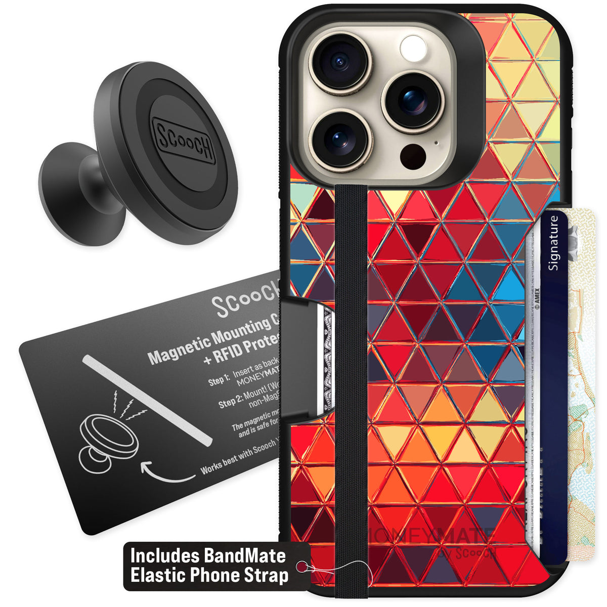 Scooch Moneymate Festive Glass for iPhone 15 Pro β Starter Bundle