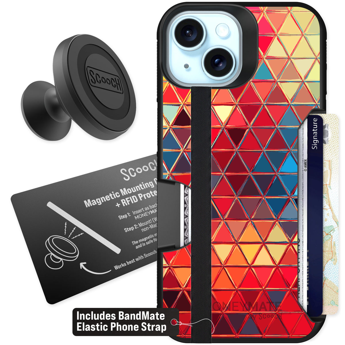 Scooch Moneymate Festive Glass for iPhone 15 β Starter Bundle