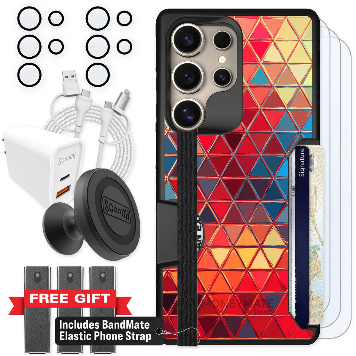 Scooch Moneymate Festive Glass for Galaxy S25 Ultra β Ultimate Bundle