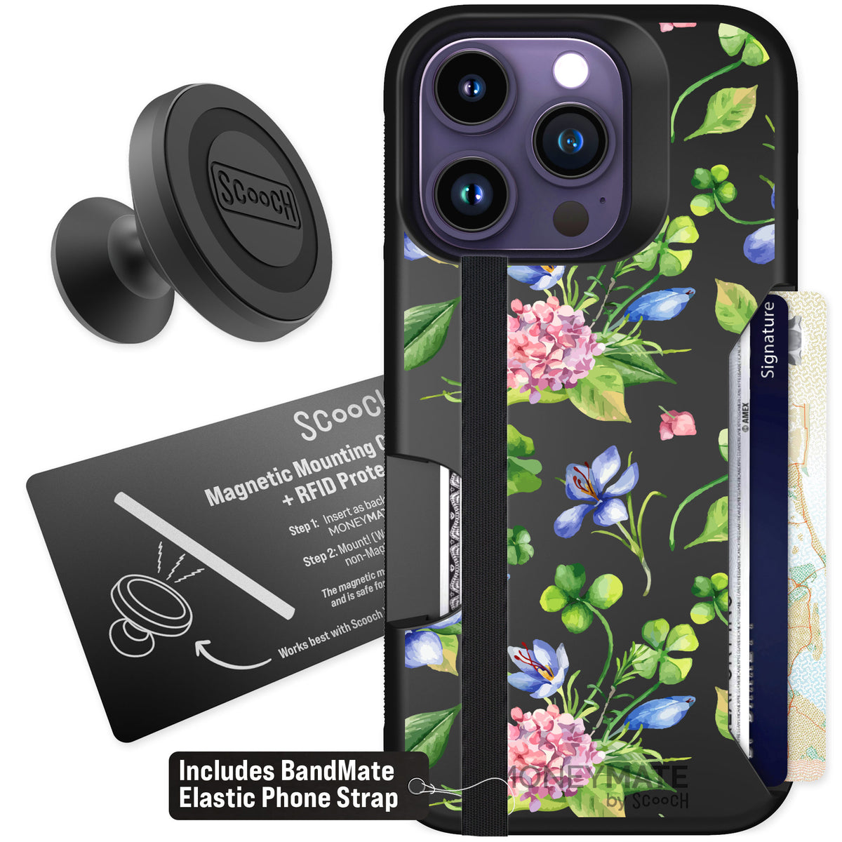 Scooch Moneymate Lucky Hydrangea for iPhone 14 Pro β Starter Bundle