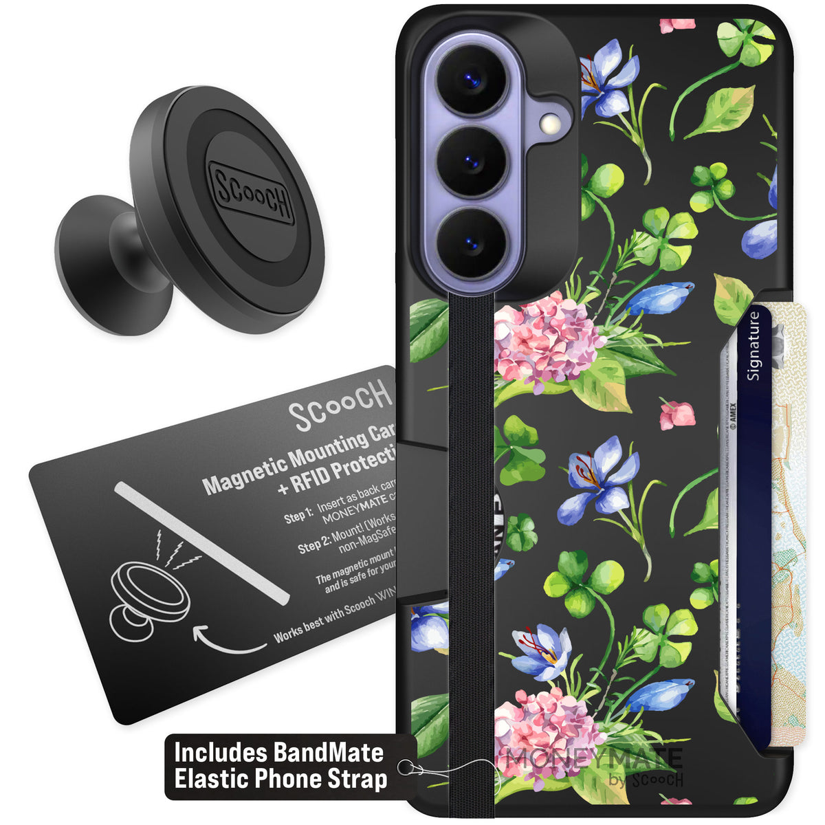 Scooch Moneymate Lucky Hydrangea for Galaxy S26+ β Starter Bundle