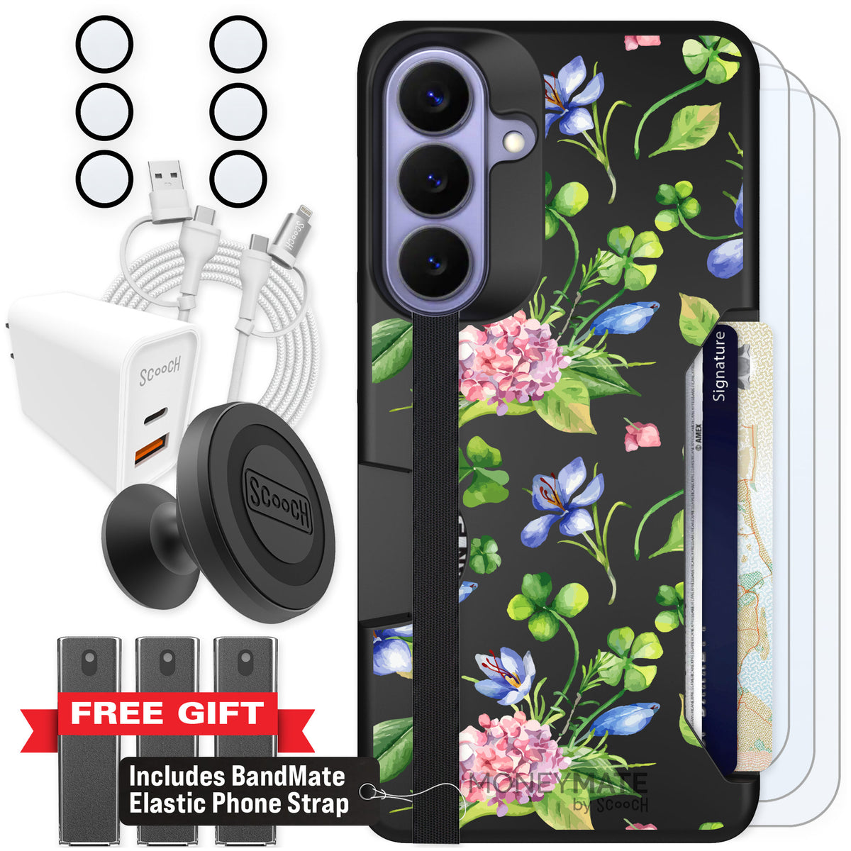 Scooch Moneymate Lucky Hydrangea for Galaxy S26+ β Ultimate Bundle
