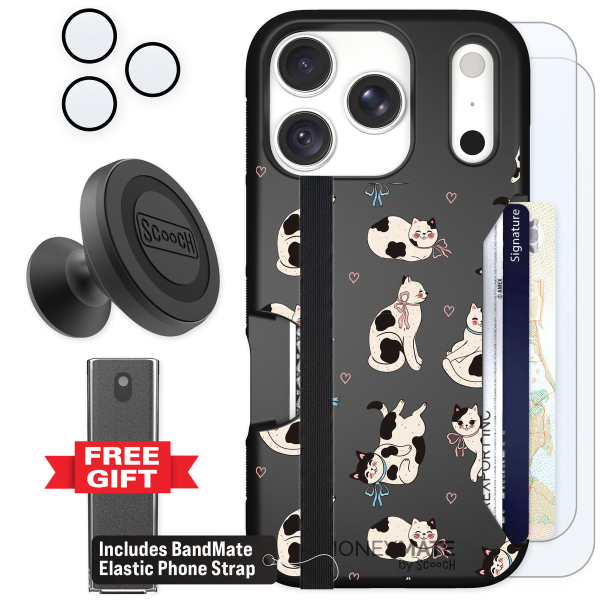 Scooch Moneymate Bow Kitties for iPhone 18 Pro β Defender Bundle