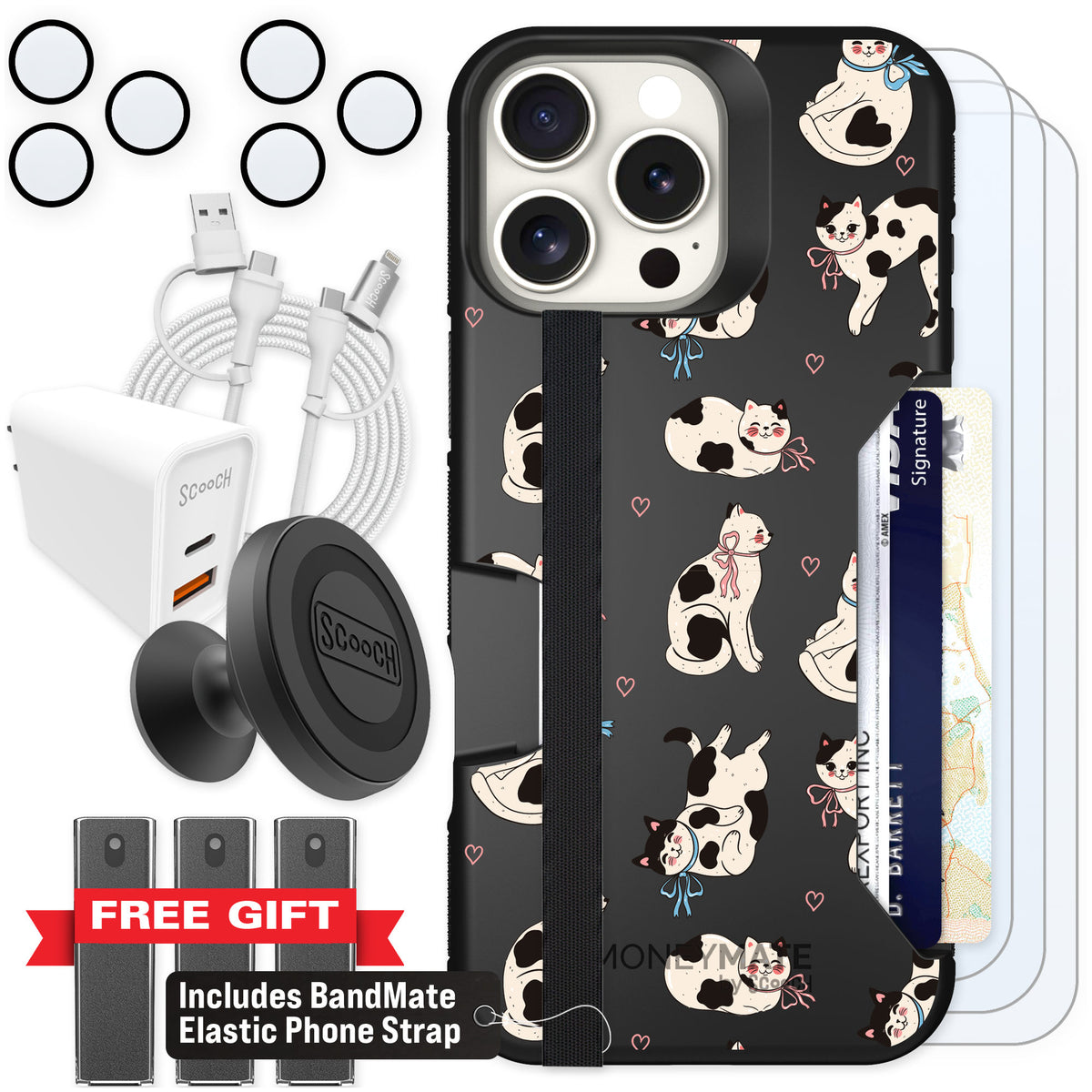 Scooch Moneymate Bow Kitties for iPhone 16 Pro Max β Ultimate Bundle