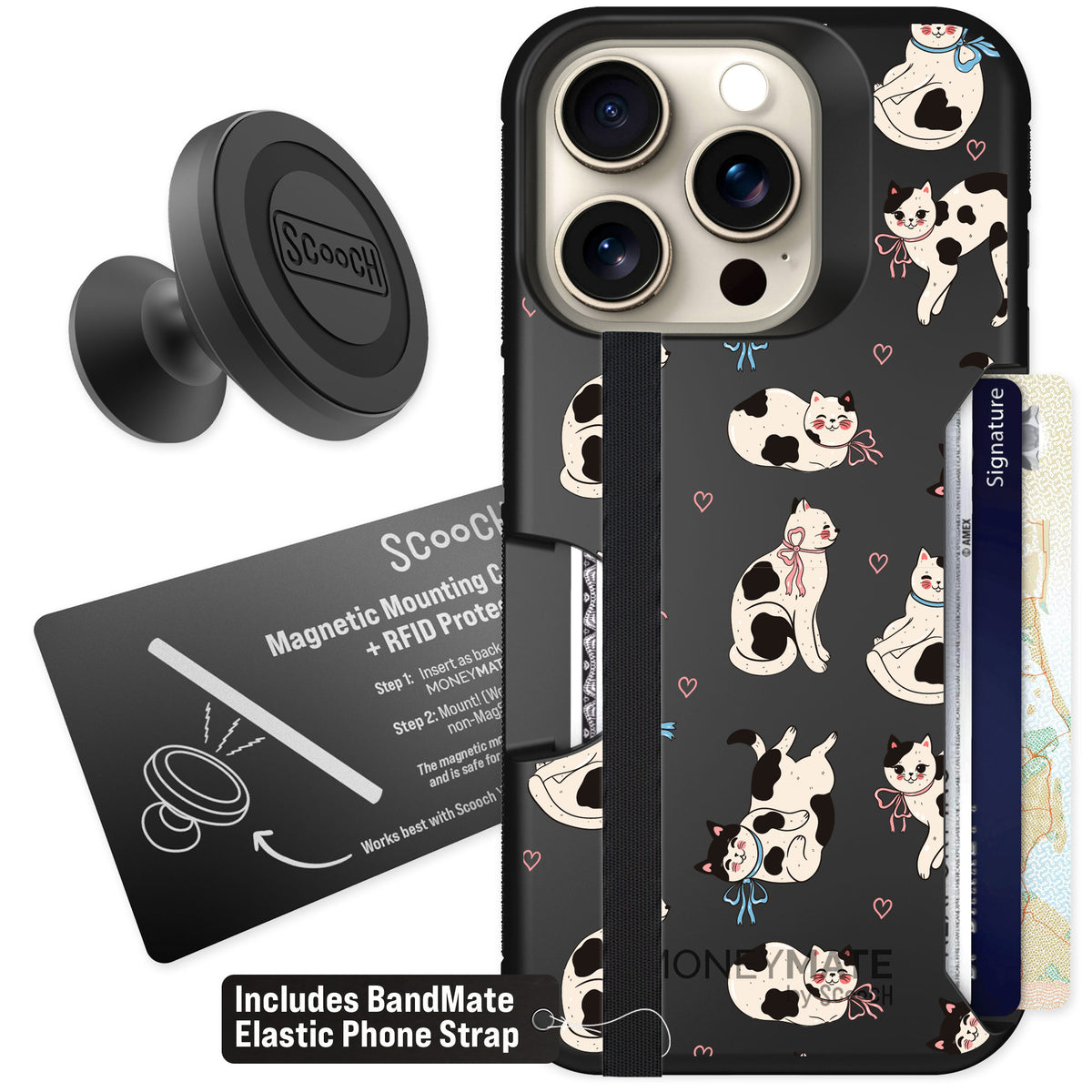 Scooch Moneymate Bow Kitties for iPhone 15 Pro β Starter Bundle