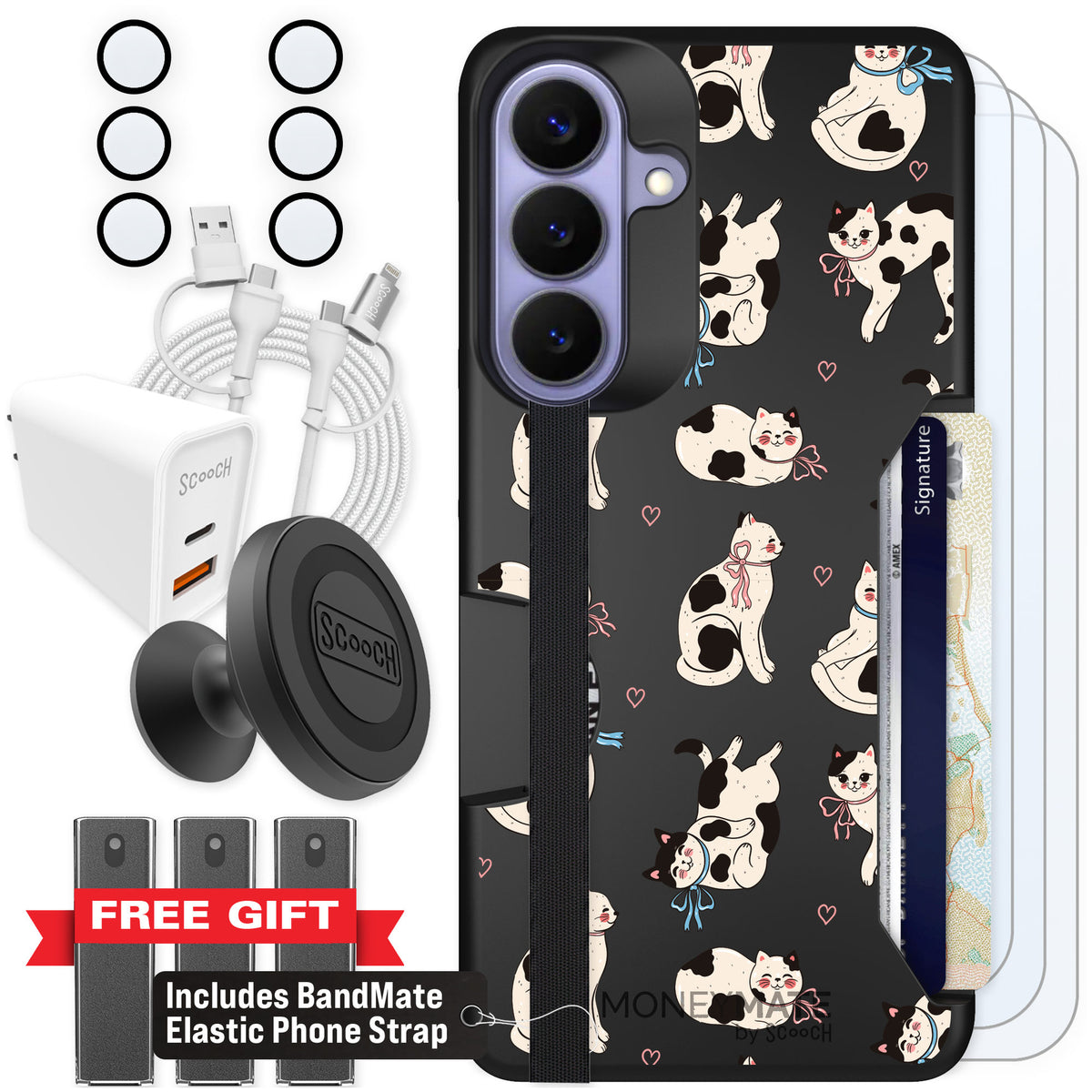 Scooch Moneymate Bow Kitties for Galaxy S26+ β Ultimate Bundle
