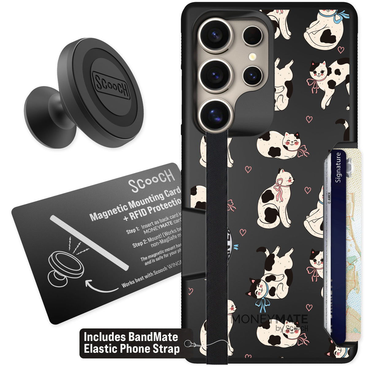 Scooch Moneymate Bow Kitties for Galaxy S25 Ultra β Starter Bundle
