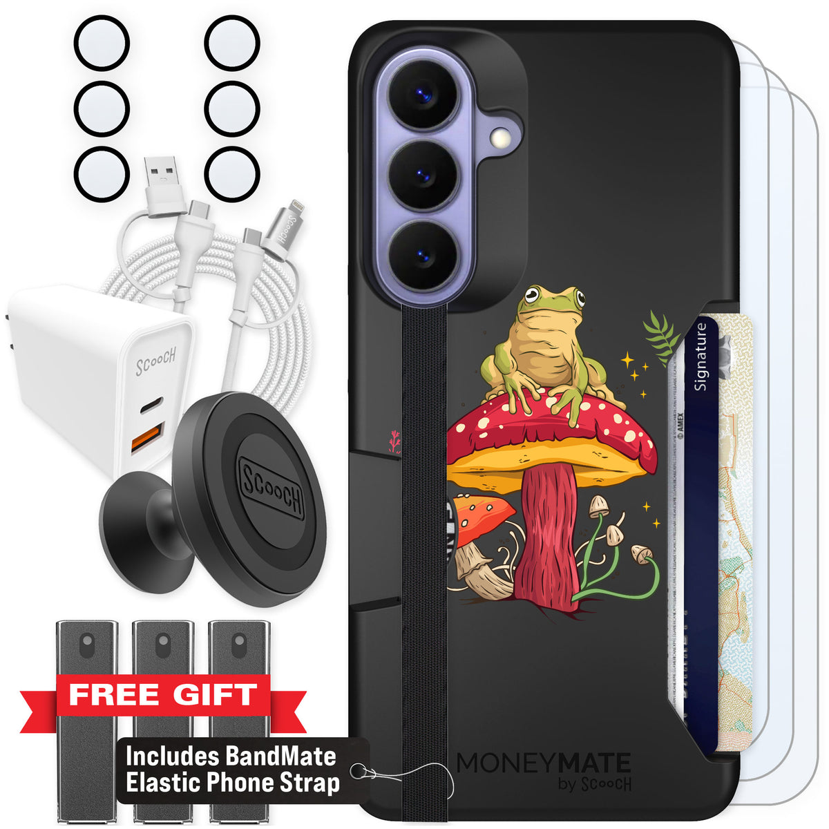Scooch Moneymate Toadstool Frog for Galaxy S26+ β Ultimate Bundle