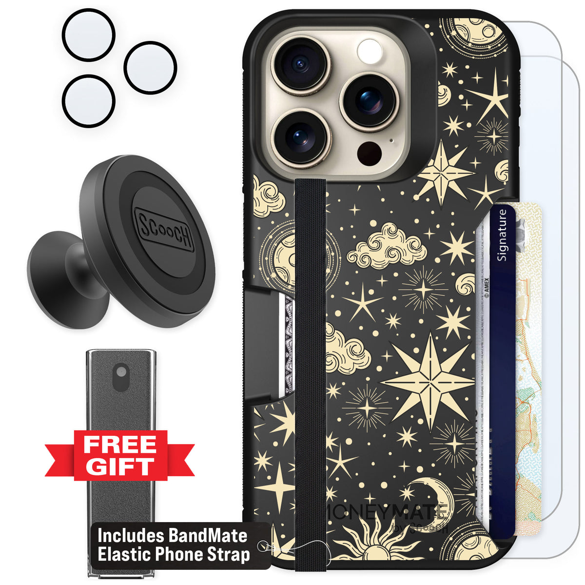 Scooch Moneymate Celestial Sleep for iPhone 15 Pro — Defender Bundle