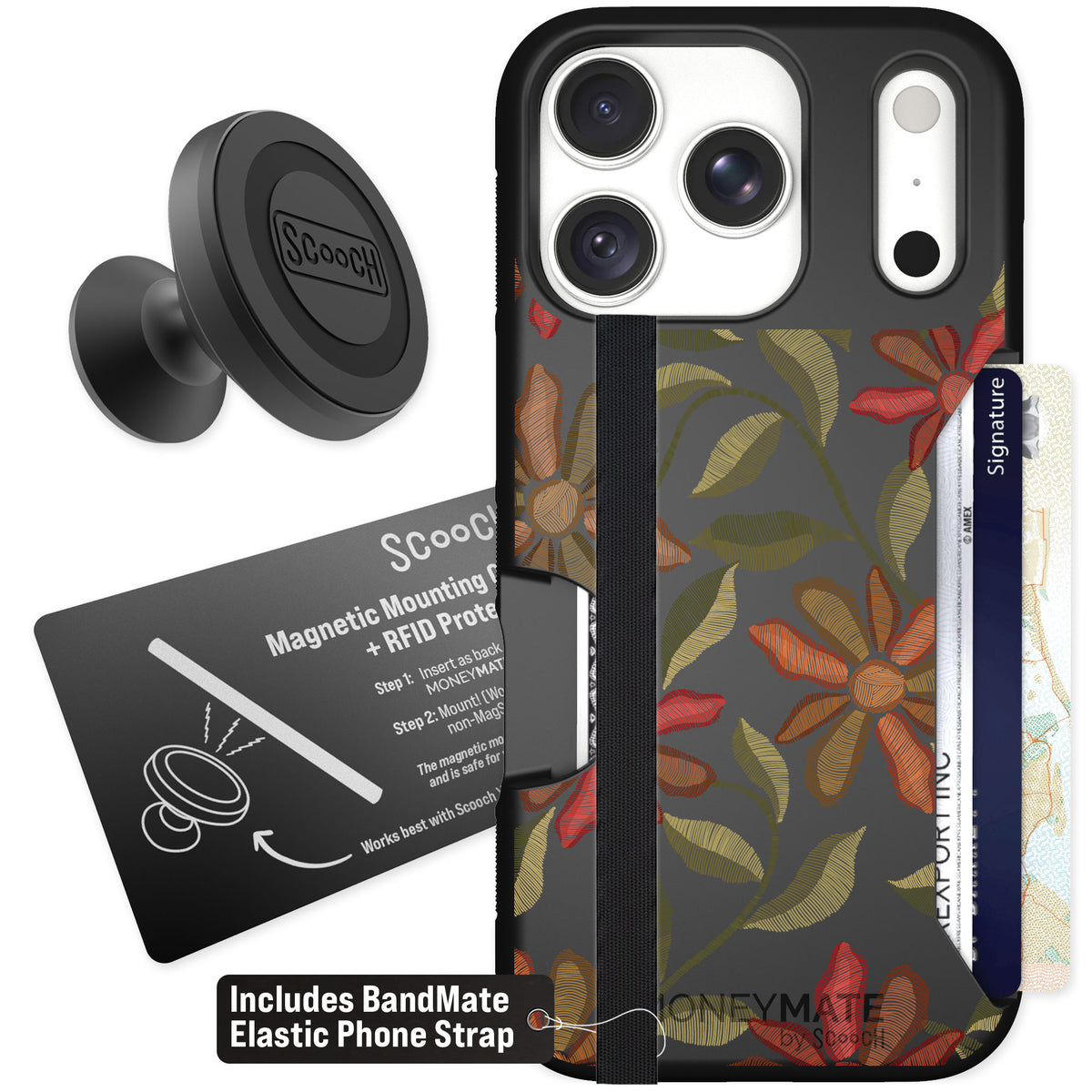 Scooch Moneymate Floral Tapestry for iPhone 18 Pro β Starter Bundle